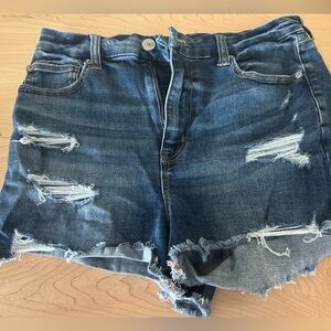 American Eagle Outfitters Blue Distressed Jean Shorts